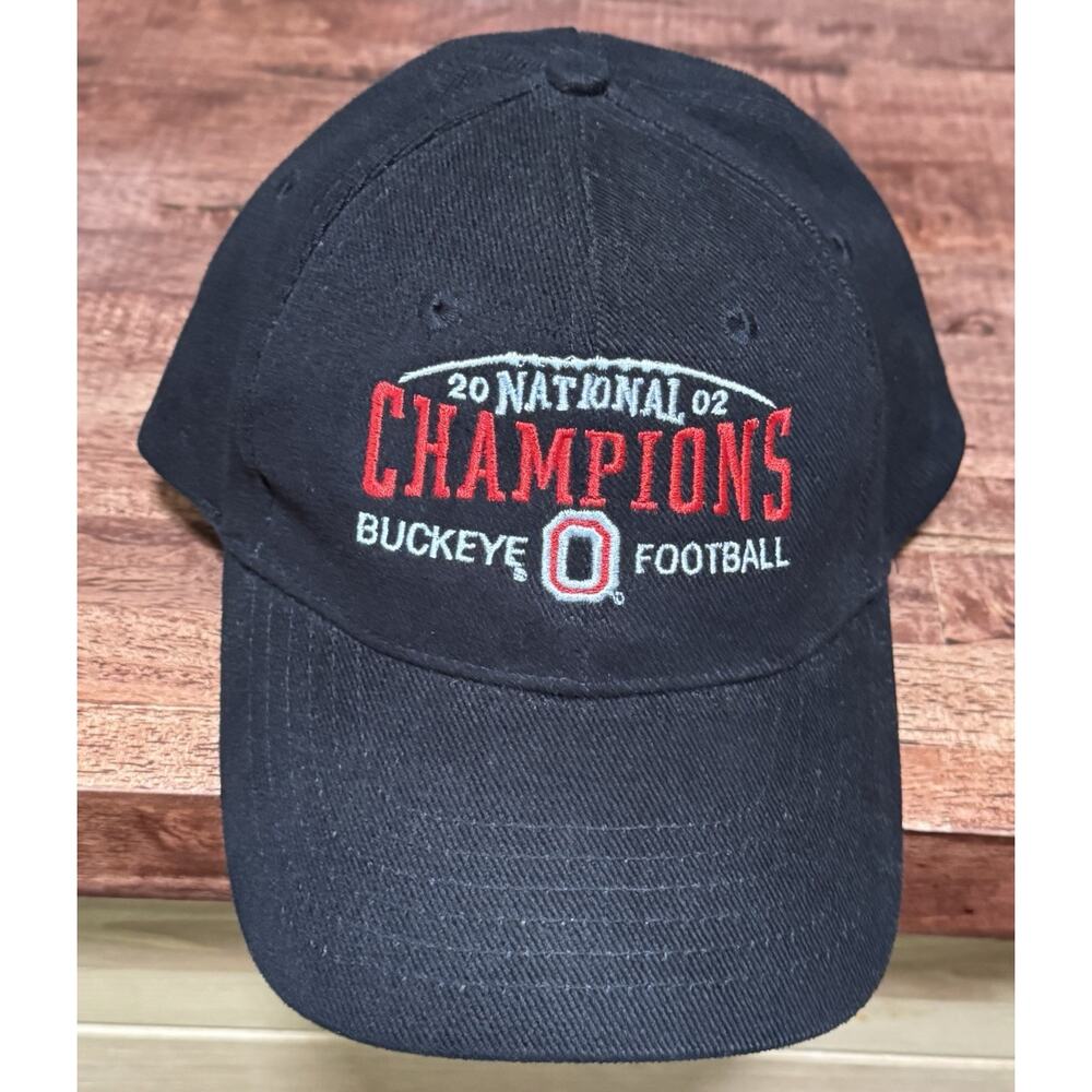 Vintage Ohio Buckeyes Hat Black Adjustable National Champions 2002 Football NCAA